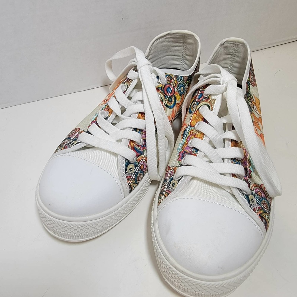 Corgi Sneakers 7 Dog Casual Puppy Tennis Shoes Floral - Picture 4 of 8